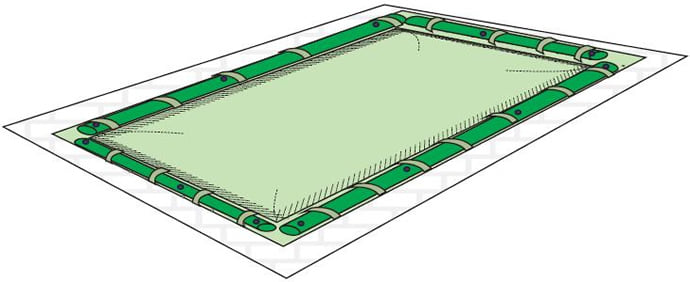 Couverture d'hiver pour piscines enterrées avec sangles et tuyaux 8x3 m - 210 g/m² - Couverture