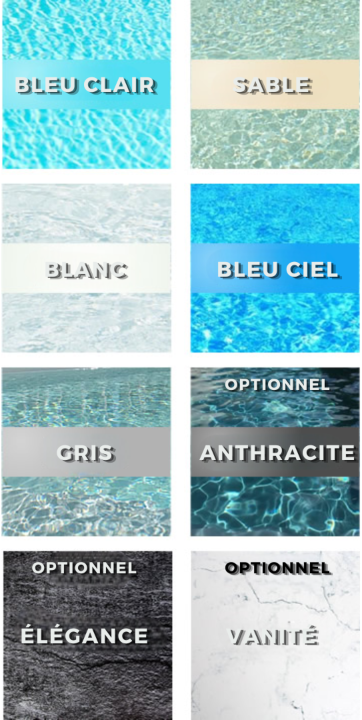 Détail du liner de revêtement intérieur de la piscine enterrée rectangulaire 8x4 – h150