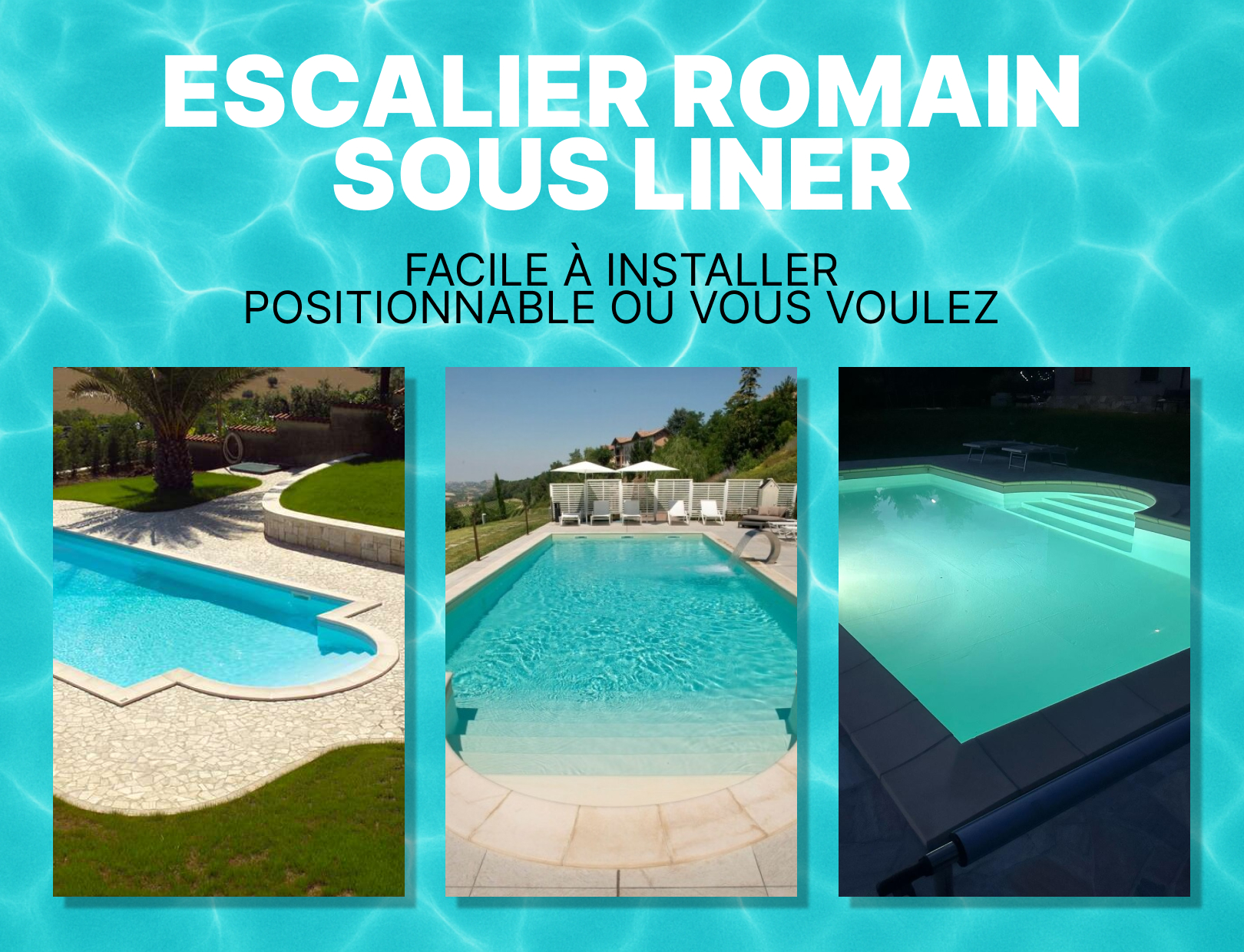 Piscine enterrée FUTURA rectangulaire avec escalier romain sous liner 10x4 – h150 investissement sûr