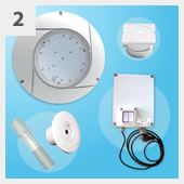 Piscine enterrée FUTURA 8x4 – h150 kit projecteur avec transformateur