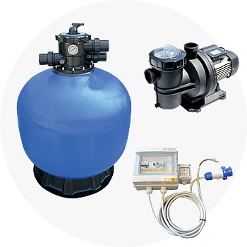 Schéma de filtration de la piscine enterrée en kit panneaux en acier 8x4 – h150 filtre à sable et pompe