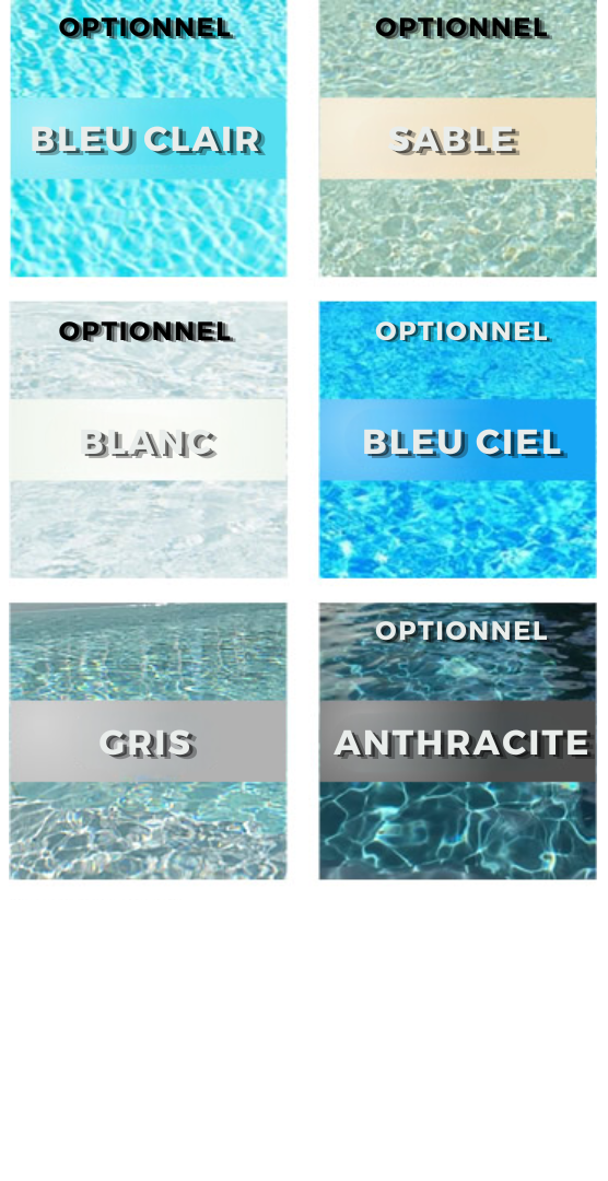 Détail des composants de la piscine hors sol autoportante en kit panneaux d'acier rectangulaire 5,50x3,05 m - h.135 cm : le revêtement intérieur ou liner.