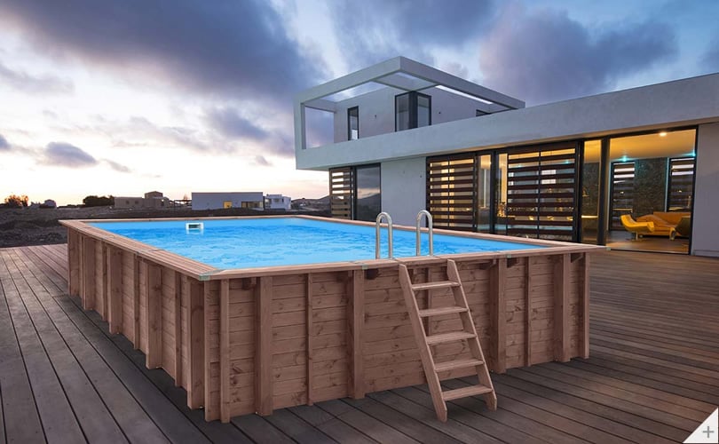 Piscina in legno fuori terra rettangolare da giardino RIVA CARRE 6x4 m