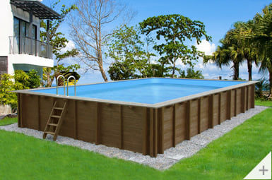 Piscina in legno da giardino RIVA CARRE 6x4 m, installazione interrata