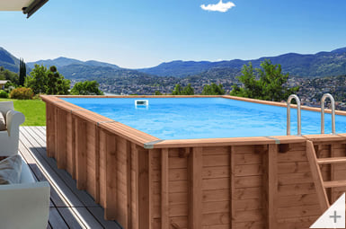 Piscina in legno fuori terra da esterno RIVA CARRE 6x4 m da esterno