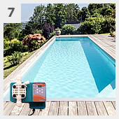 Distributeur chlore eau propre piscine hors sol acier 4x2.5m h1.35m.