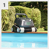 Robot nettoyeur automatique pour fond et parois de piscine hors sol autoportante de jardin en kit panneaux d'acier 5,50x3,05 m - h.135 cm.