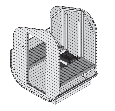 Sauna en tonneau de jardin Asimmetrica 3 look intérieur