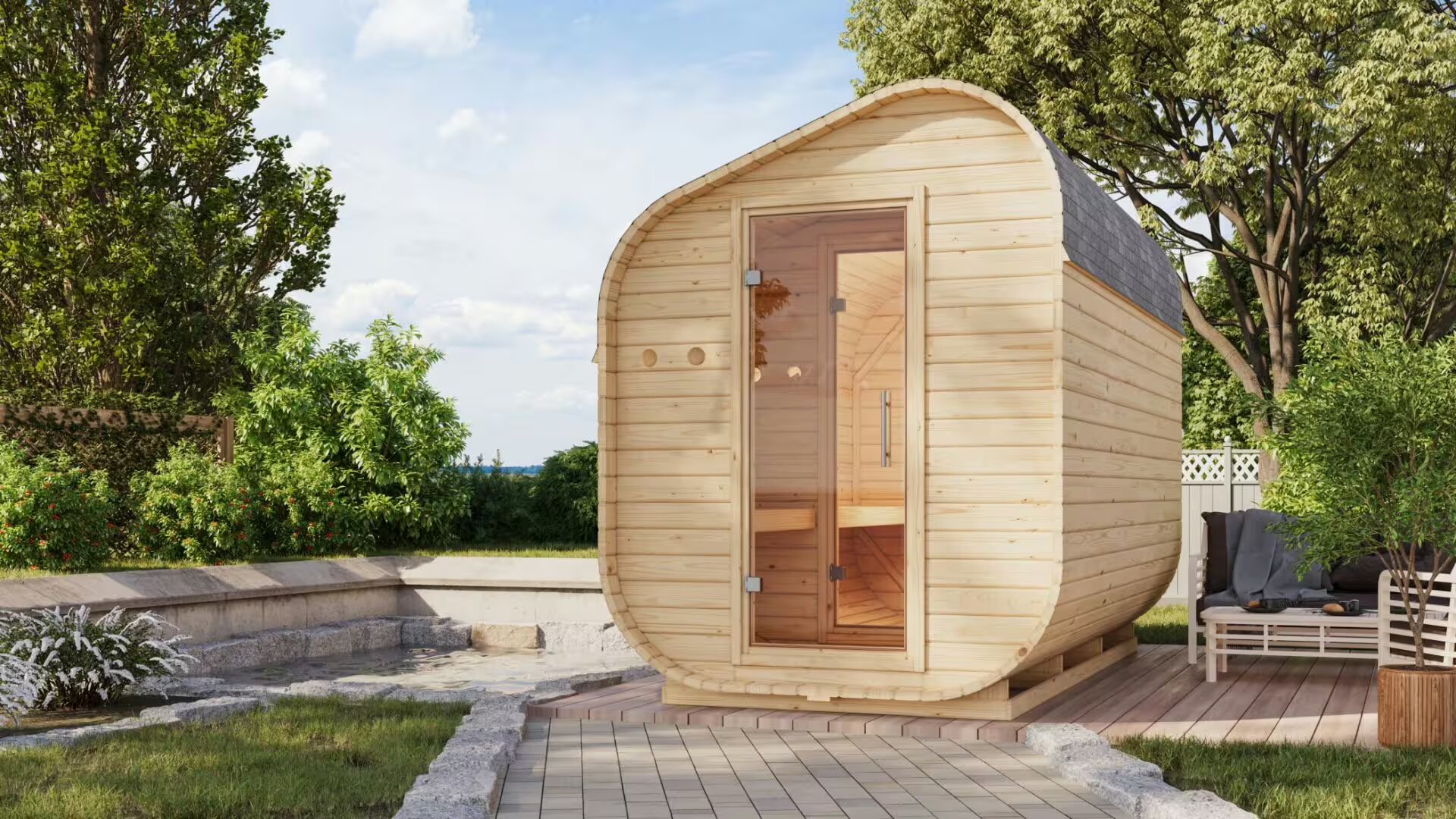 Sauna a botte da giardino Asimmetrica 3