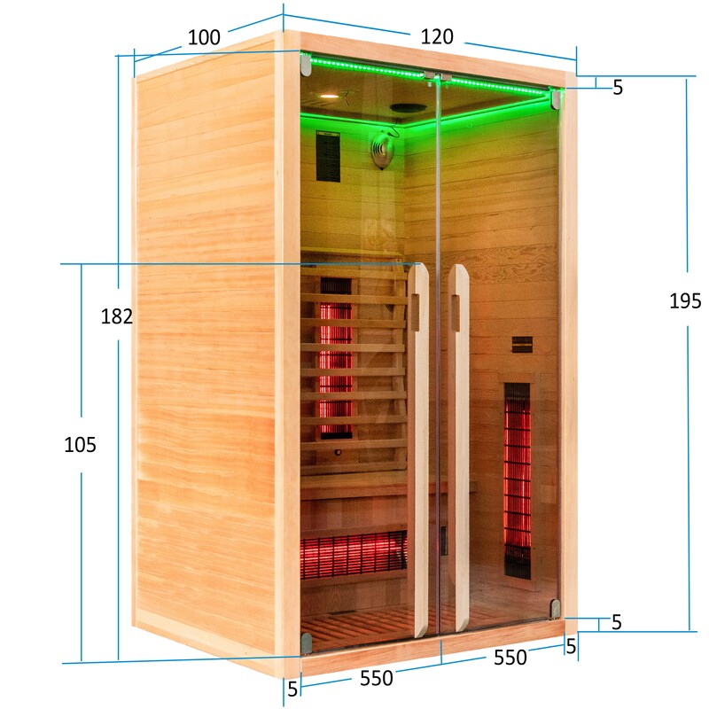Sauna con lampade infrarossi - Prospetto tecnico
