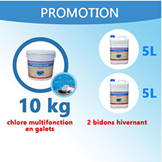 Chlore Multi-Fonctions 10 Kg En Galets + 2 Bidons Hivernant De 5 L Chacun