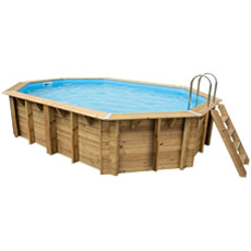 Piscine hors sol en bois OCEAN 610x400- liner blue