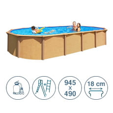 Piscine acier hors-sol OSMOSE aspect bois 945x490x132cm