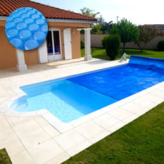 Bâche d'été à bulles SUR MESURE PISCINE RECTANGULAIRE+ESCALIER ROMAIN Bâche d'été à bulles SUR MESURE PISCINE RECTANGULAIRE+ESCALIER ROMAIN