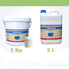 5 kg de chlore en pastille 200g + 5L anti-algues