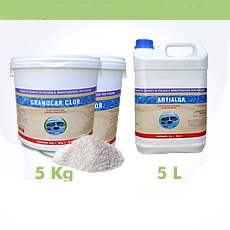5 Kg de chlore granulé + 5 L anti-algues 5 Kg de chlore granulé + 5 L anti-algues