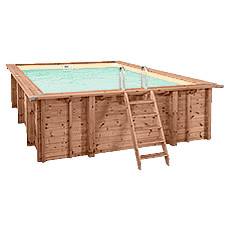 Piscine hors-sol en bois rectangulaire JARDIN CARRE 6x4 sable Piscine hors-sol en bois rectangulaire JARDIN CARRE 6x4 sable