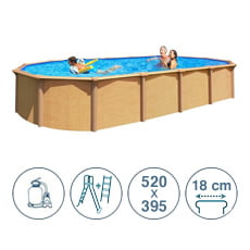 Piscine acier hors-sol ABAK aspect bois Osmose 520x395x132cm