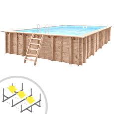 Piscine en bois rectangulaire indépendante RIVA CARRE 8x5