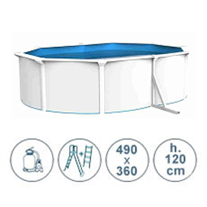 Piscine hors sol ACQUAMARINA acier blanc 490x360x120 cm
