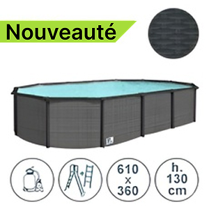 Piscine hors sol en acier GREY POOL 610x360x130 cm Piscine hors sol en acier GREY POOL 610x360x130 cm