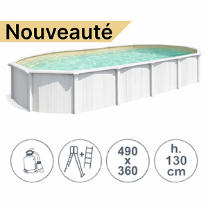 Piscine hors sol en acier WHITE POOL SAND 490x360x130cm