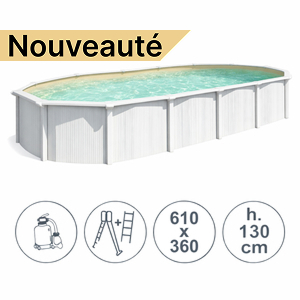 Piscine hors sol en acier WHITE POOL SAND 610x360x130cm