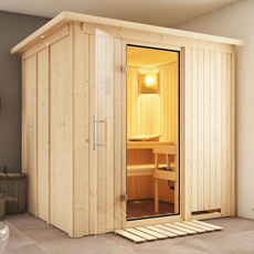 Sauna finlandais Dina 68 mm avec porte en verre graphite et cadre led